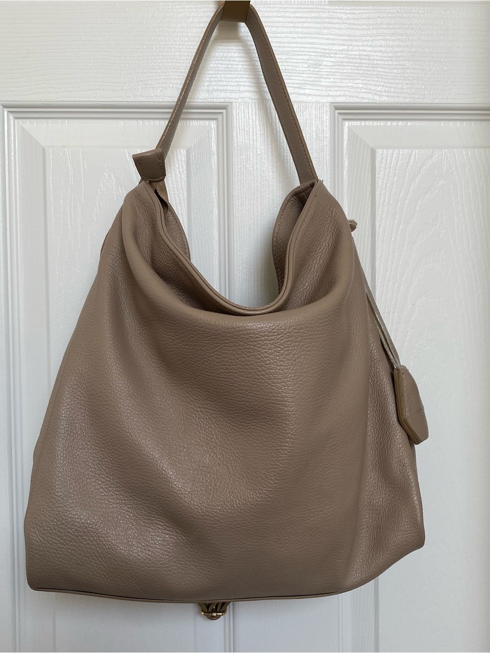 Beautiful Claudia Firenze Taupe Leather Shoulder Hobo Bag